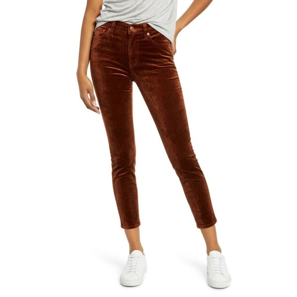 NWT Citizens Of Humanity Harlow Ankle in Dark Umber Stretch Velvet Slim Pants 26